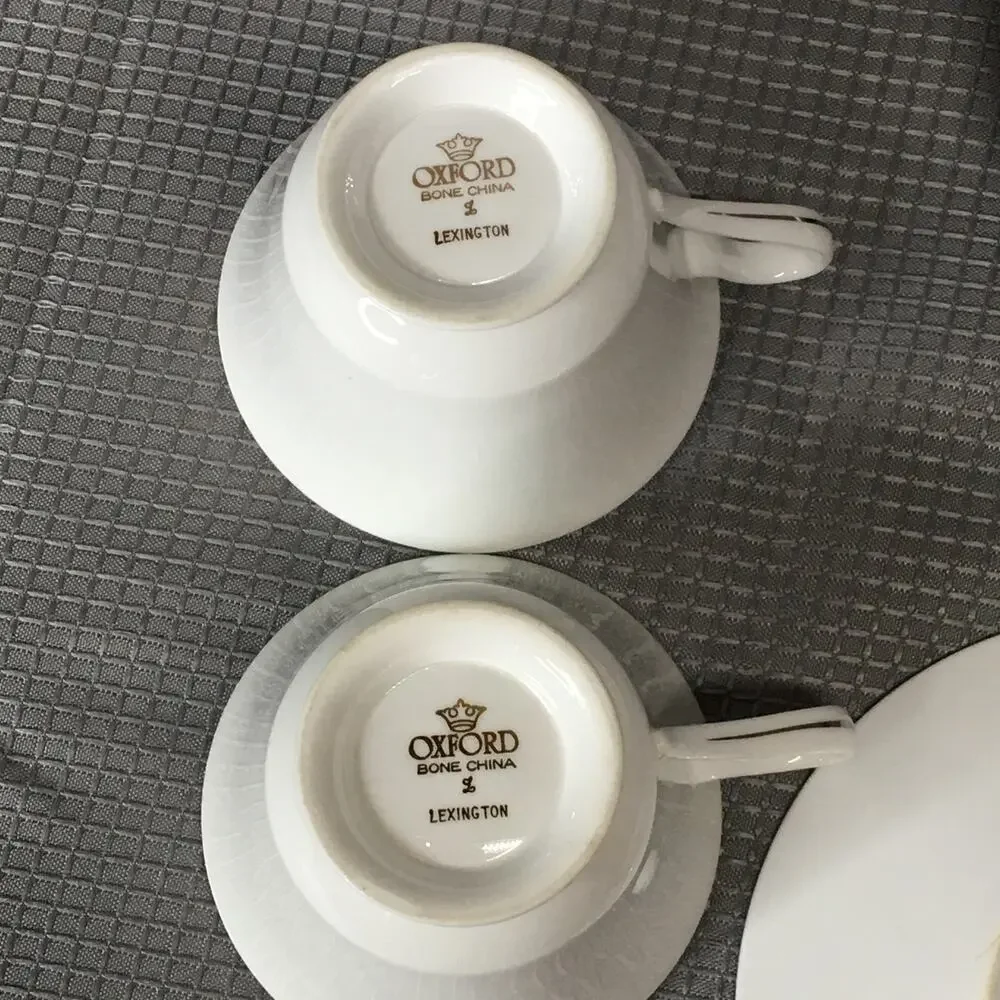Set of 2 Vintage Oxford Bone China Lexington Pattern Teacup and Saucer Sets (A)